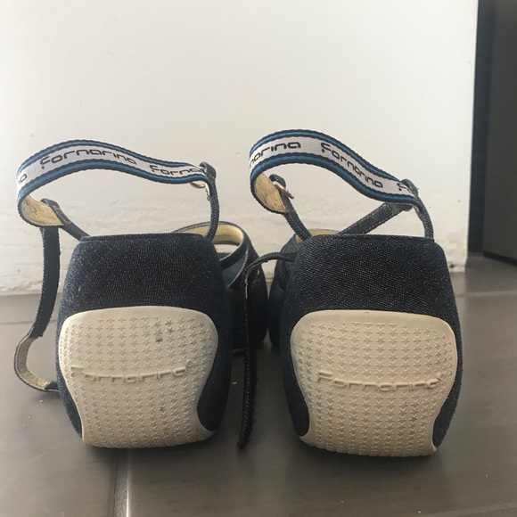Vintage 90s Fornarina Denim Platform Wedge Sandals - Picture 8 of 9